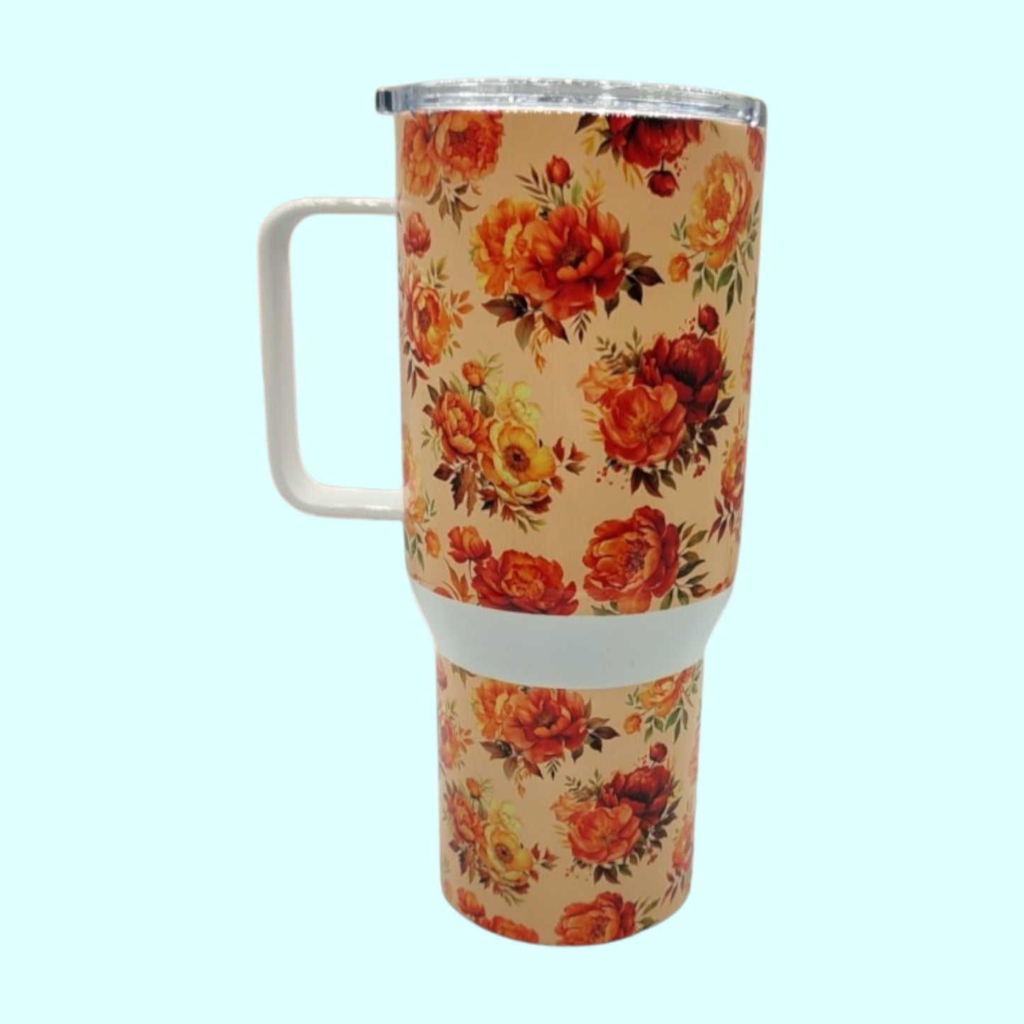 Fall Peony Stainless Steel Tumbler – 750ml / 25oz | Autumn Floral Drinkware with Lid