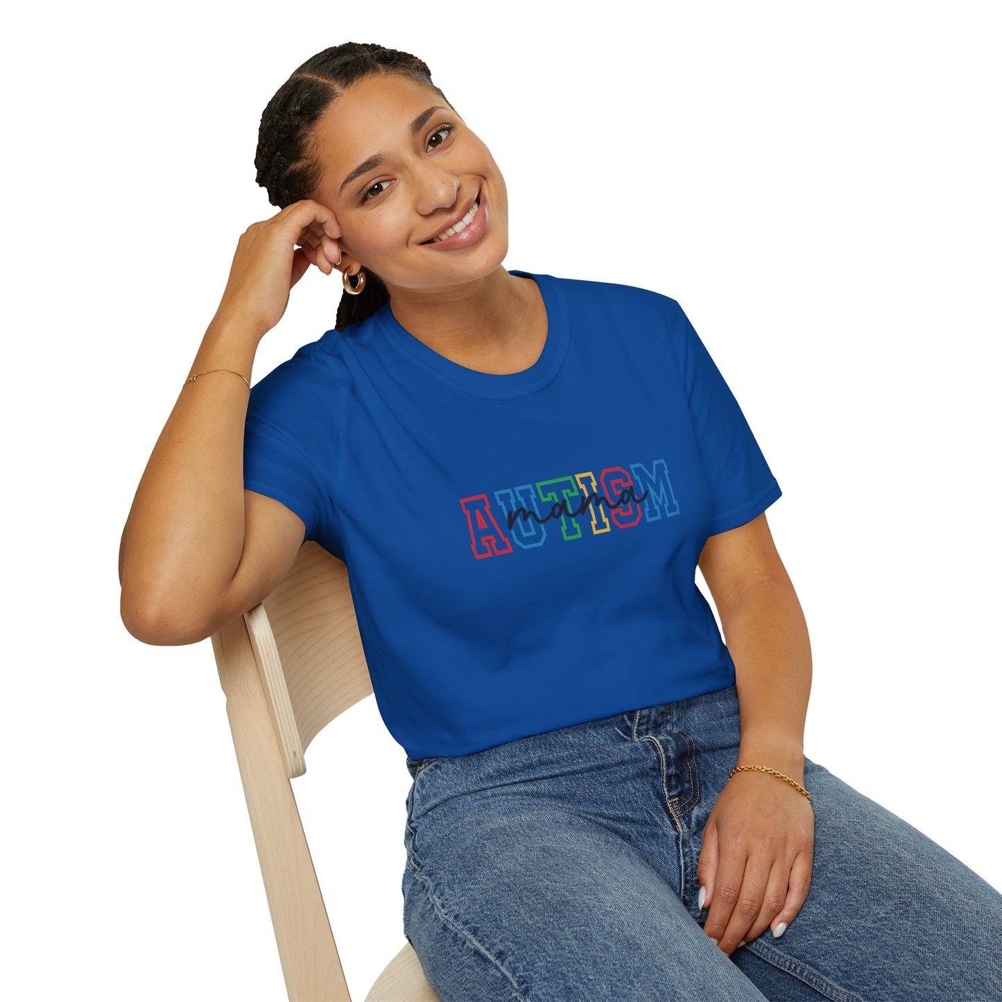 Royal Blue Autism Mom Rainbow Awareness Support Tee