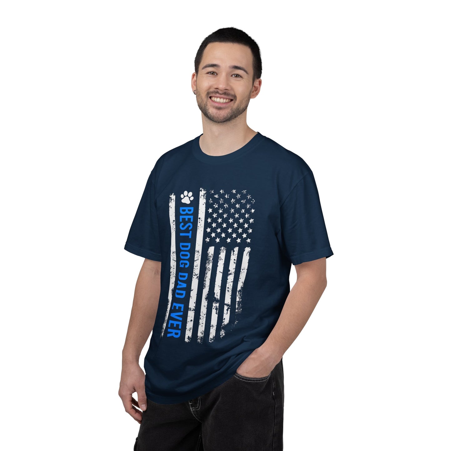 Best Dog Dad Ever T-Shirt — American Flag Paw Graphic