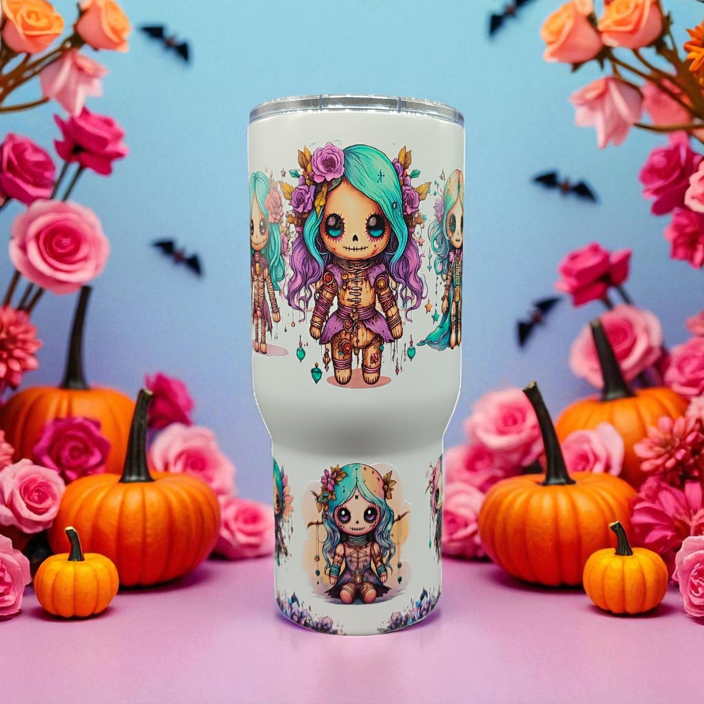 Midnight Bloom Tumbler - Stainless Steel Tumbler with Handle – 750 ml Gothic Fantasy Cup