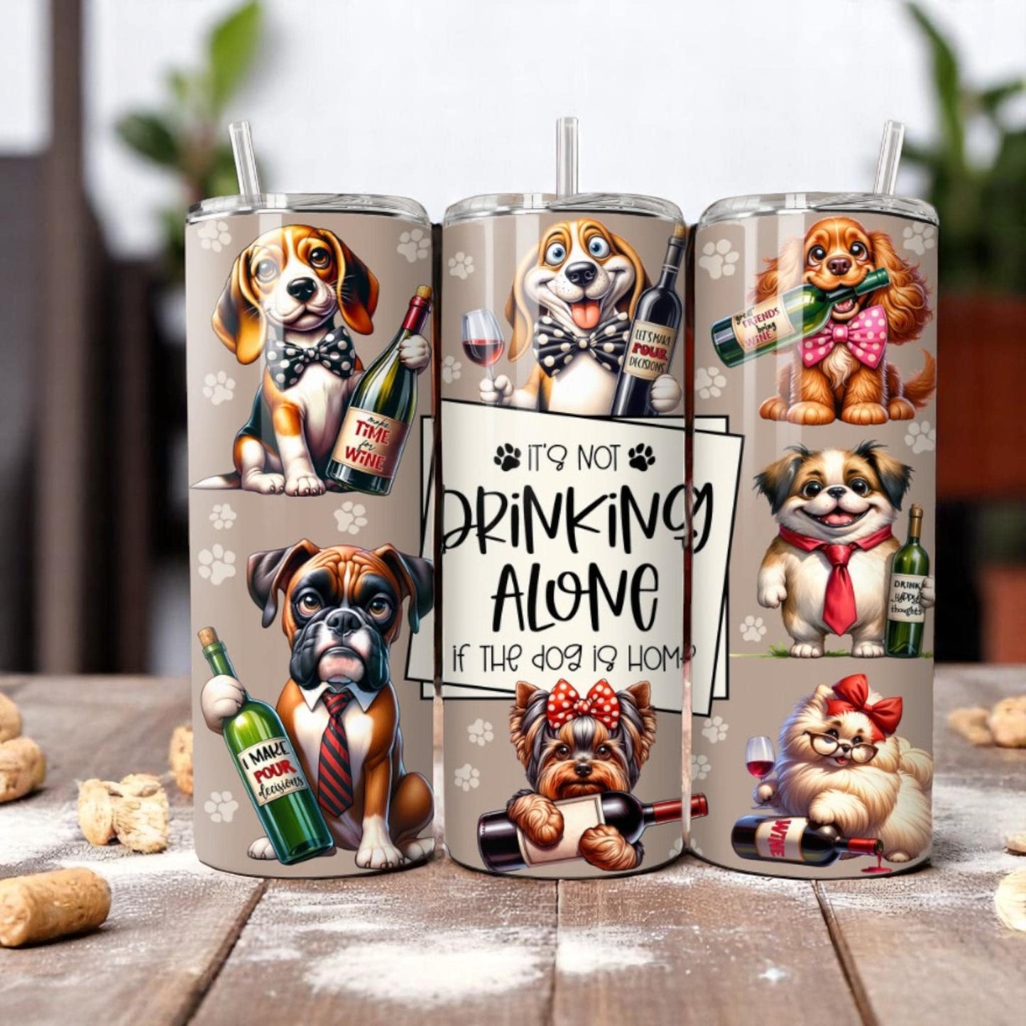 Sips & Sit, Good Boy - Funny Dog Tumbler – 600 ml Stainless Steel Cup with Lid and Straw – Not Drinking Alone Gift for Her or Him