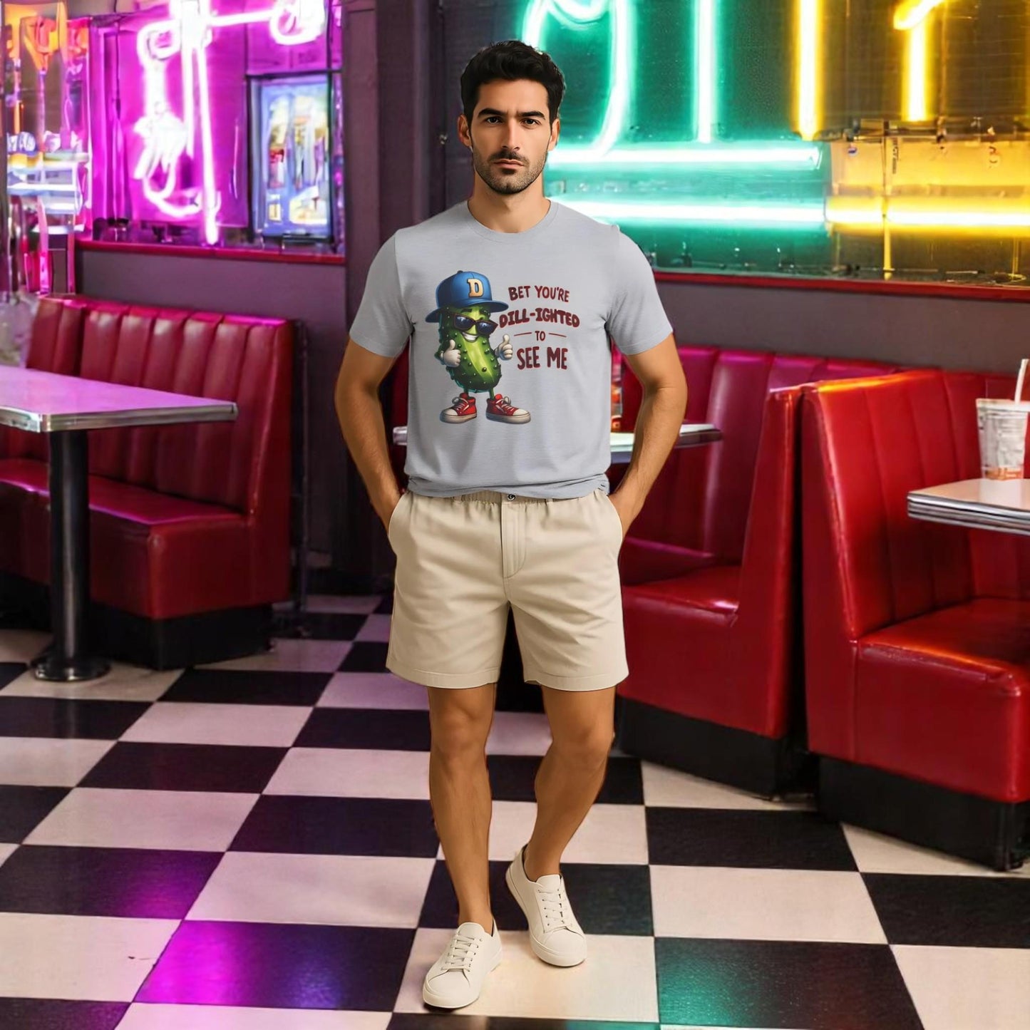 Bet You’re Dill-ighted To See Me – Funny Pickle Pun T-Shirt For Men