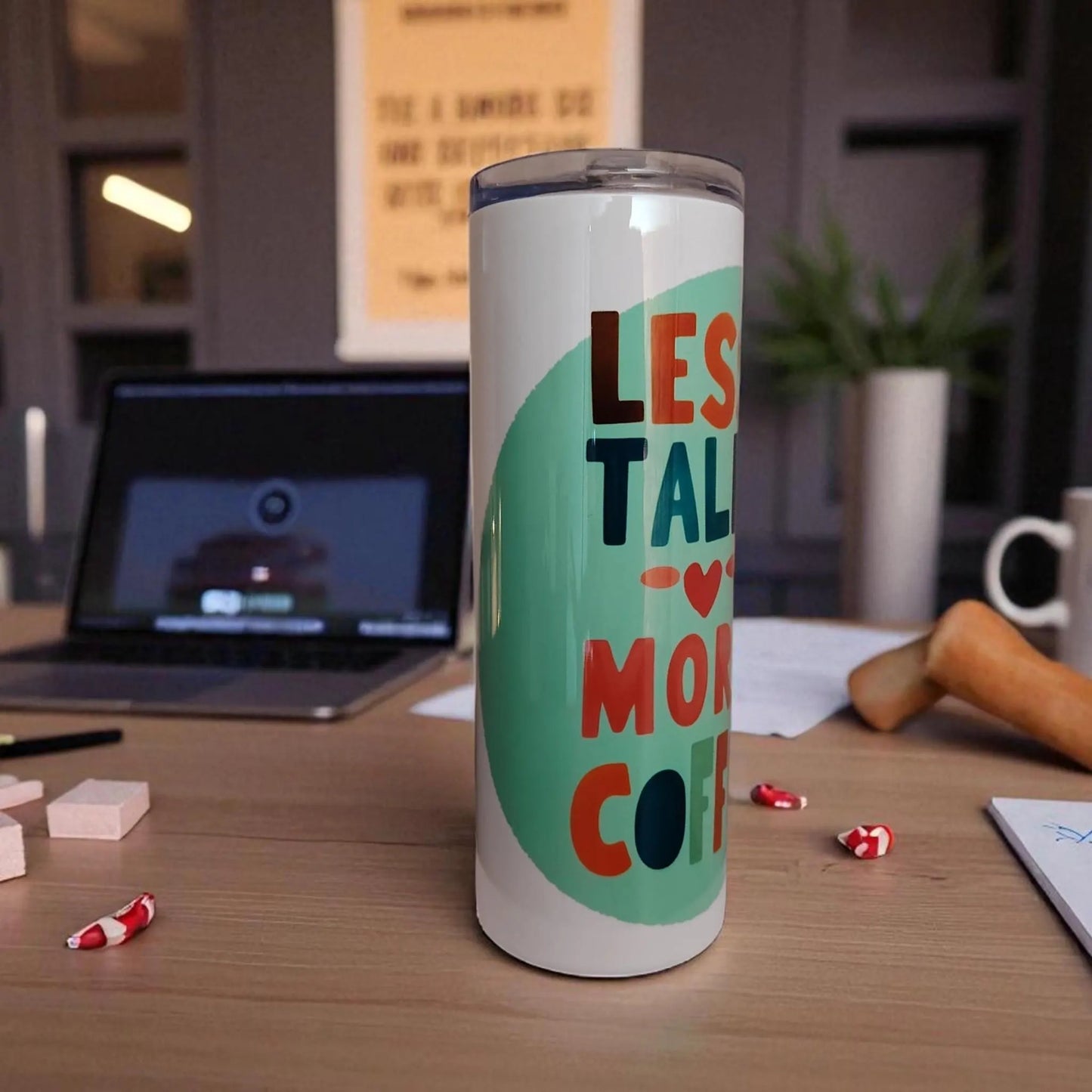 Less Talk, More Coffee – 600 ml Stainless Steel Tumbler | Doberman Pajama Design