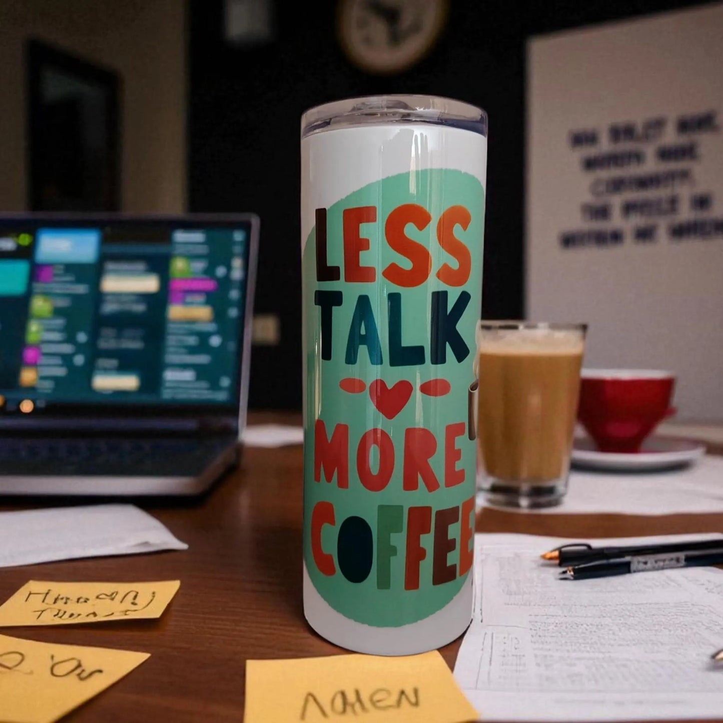 Less Talk, More Coffee – 600 ml Stainless Steel Tumbler | Doberman Pajama Design