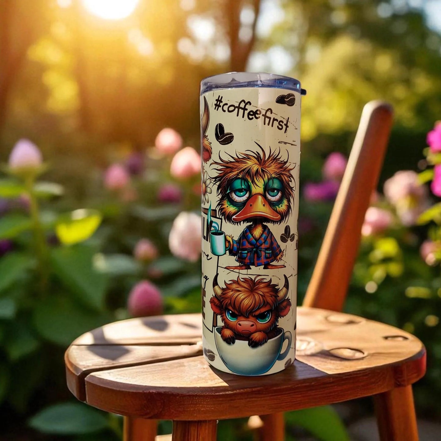 Don’t Talk to Me Before My Morning Coffee – 600 ml Stainless Steel Tumbler | Funny Animal Design