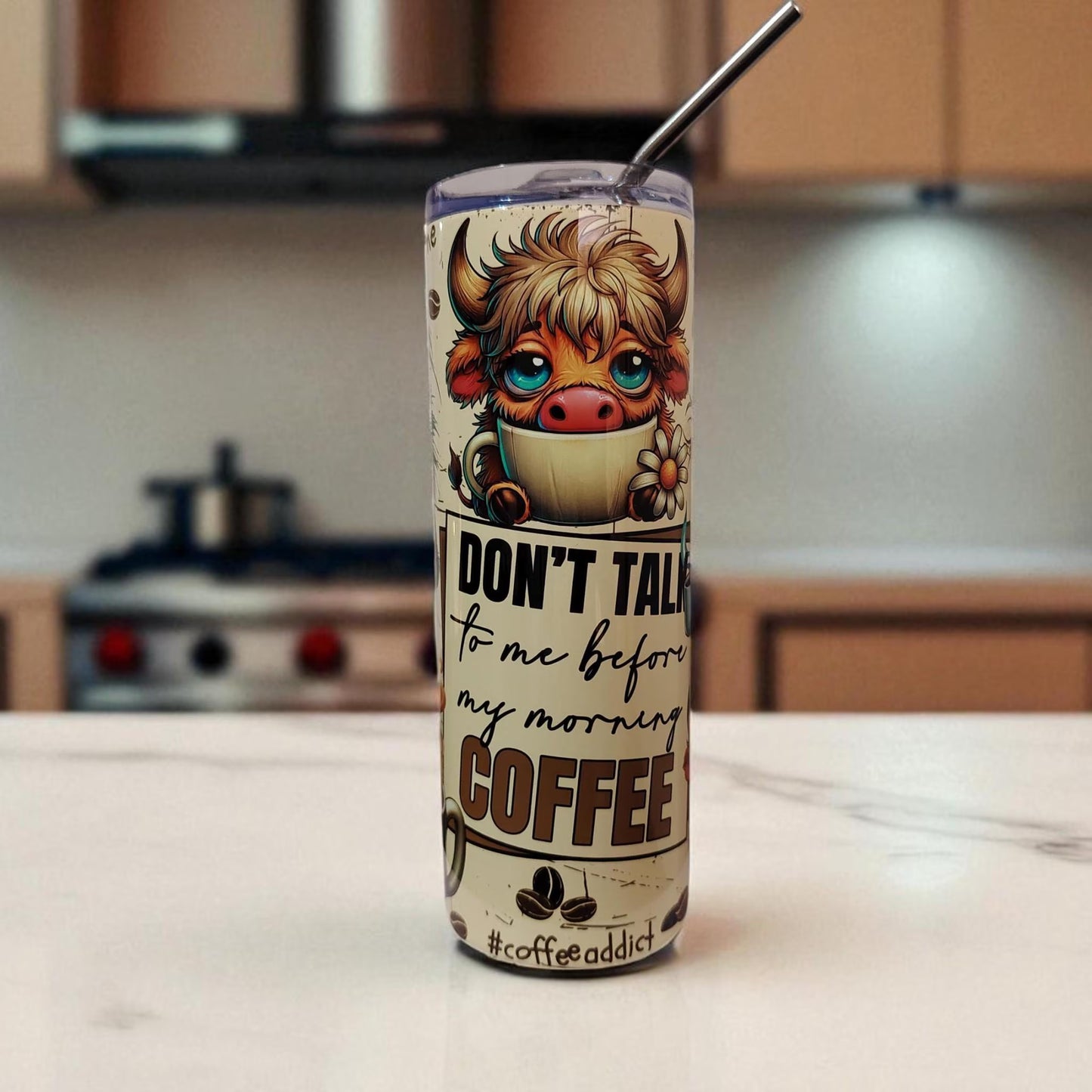 Don’t Talk to Me Before My Morning Coffee – 600 ml Stainless Steel Tumbler | Funny Animal Design