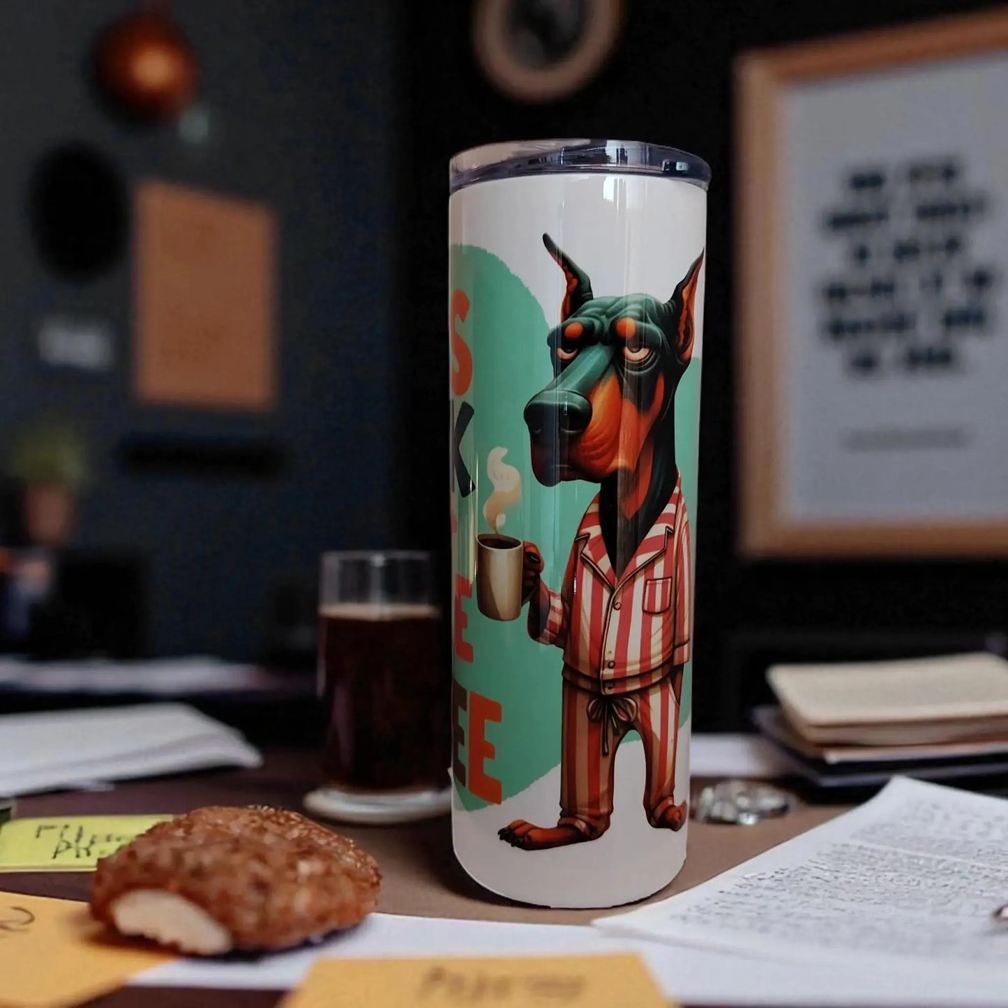 Less Talk, More Coffee – 600 ml Stainless Steel Tumbler | Doberman Pajama Design