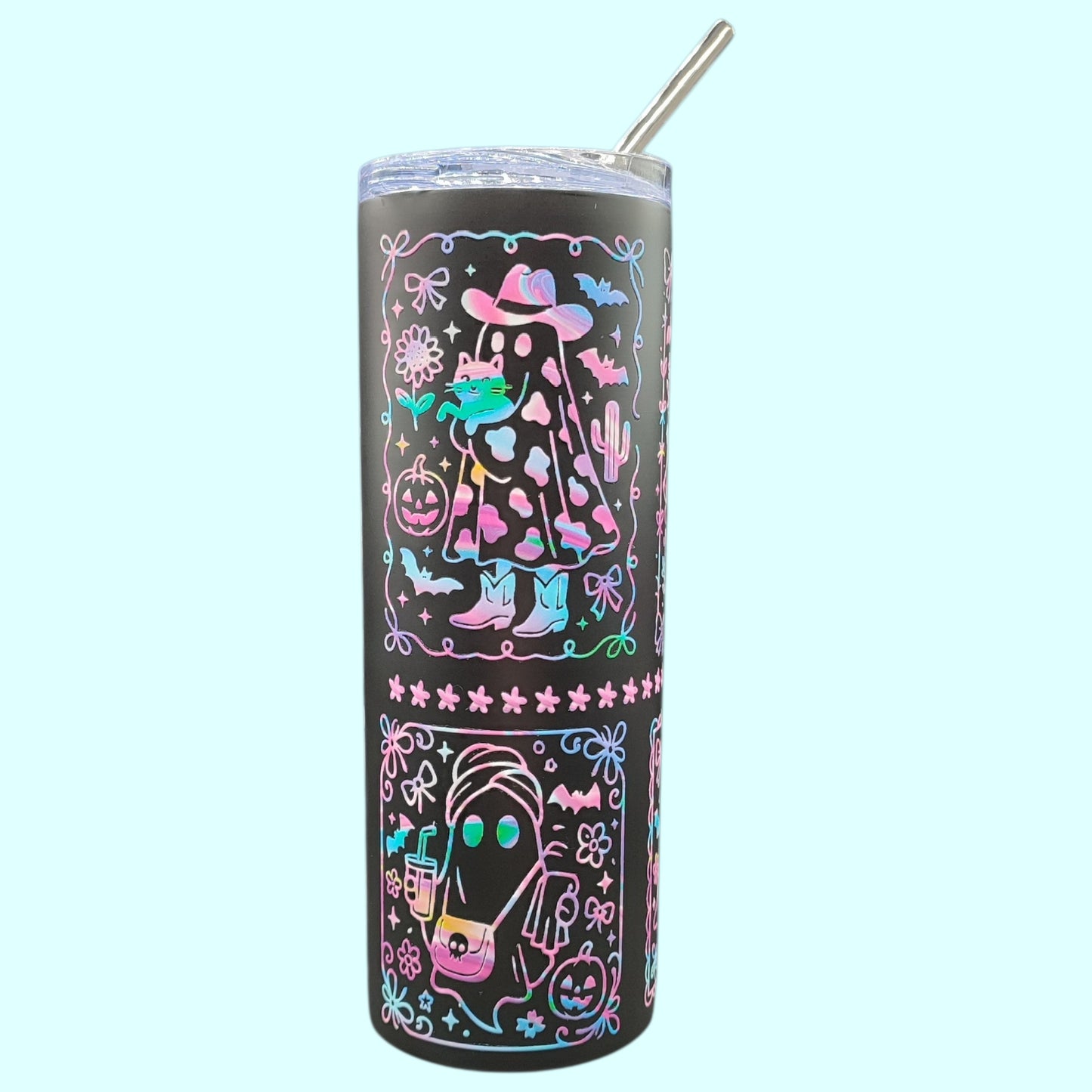 Happy Haunt Tumbler - Halloween Stainless Steel Tumbler with Straw and Lid