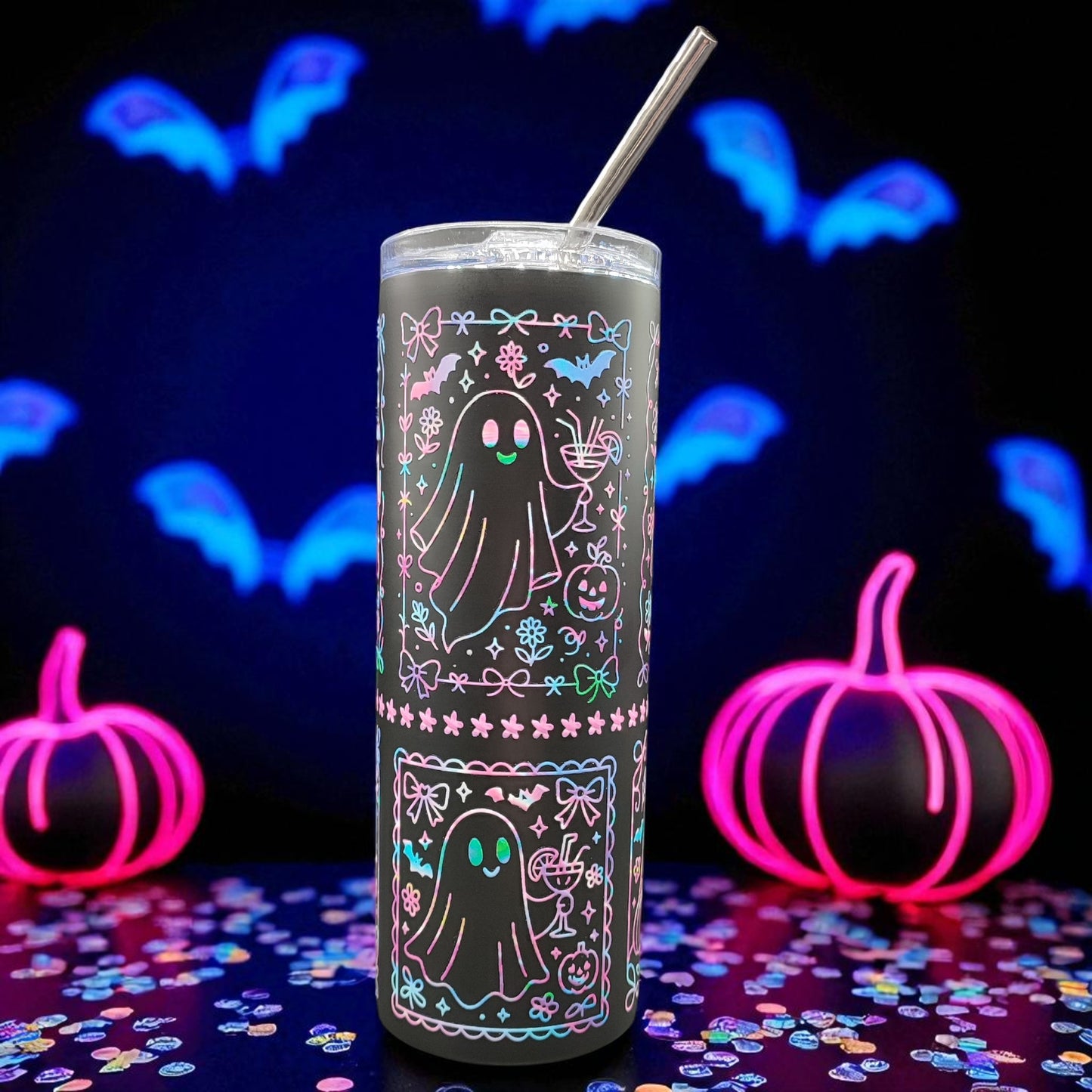 Happy Haunt Tumbler - Halloween Stainless Steel Tumbler with Straw and Lid
