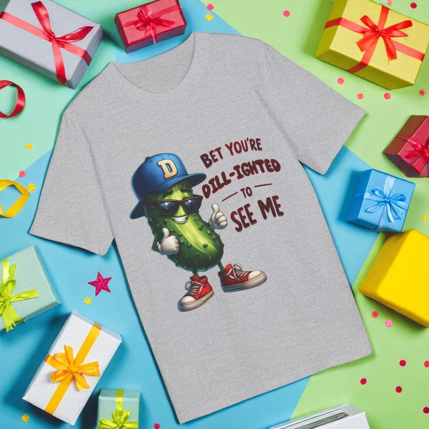 Bet You’re Dill-ighted To See Me – Funny Pickle Pun T-Shirt | Quirky Gift for Men & Food Lovers