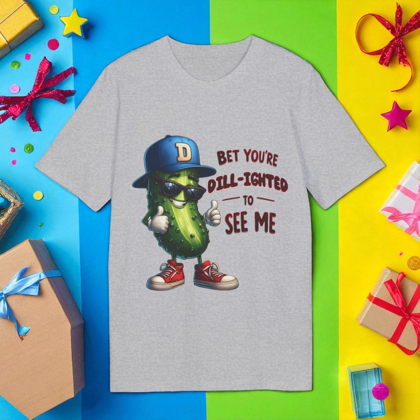 Bet You’re Dill-ighted To See Me – Funny Pickle Pun T-Shirt | Quirky Gift for Men & Food Lovers
