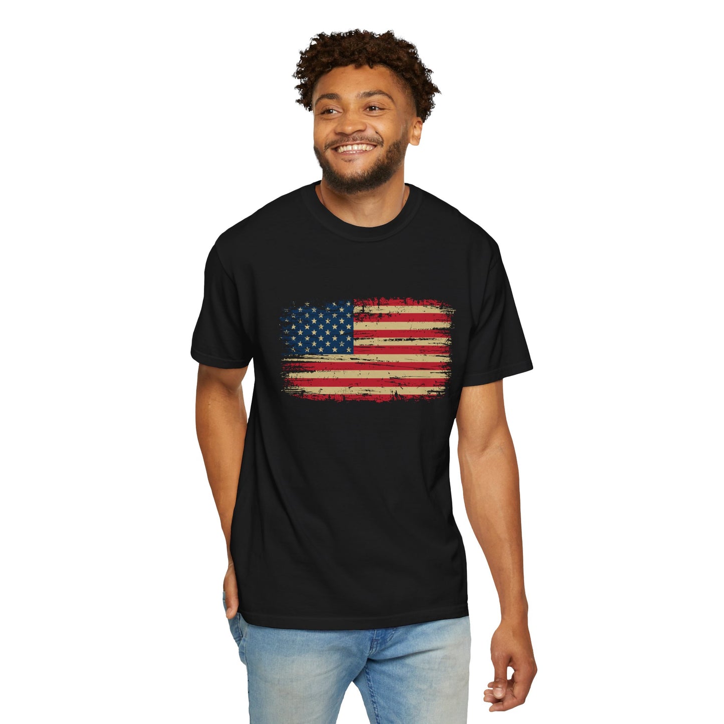 Distressed American Flag T‑Shirt — Vintage USA Patriotic Tee