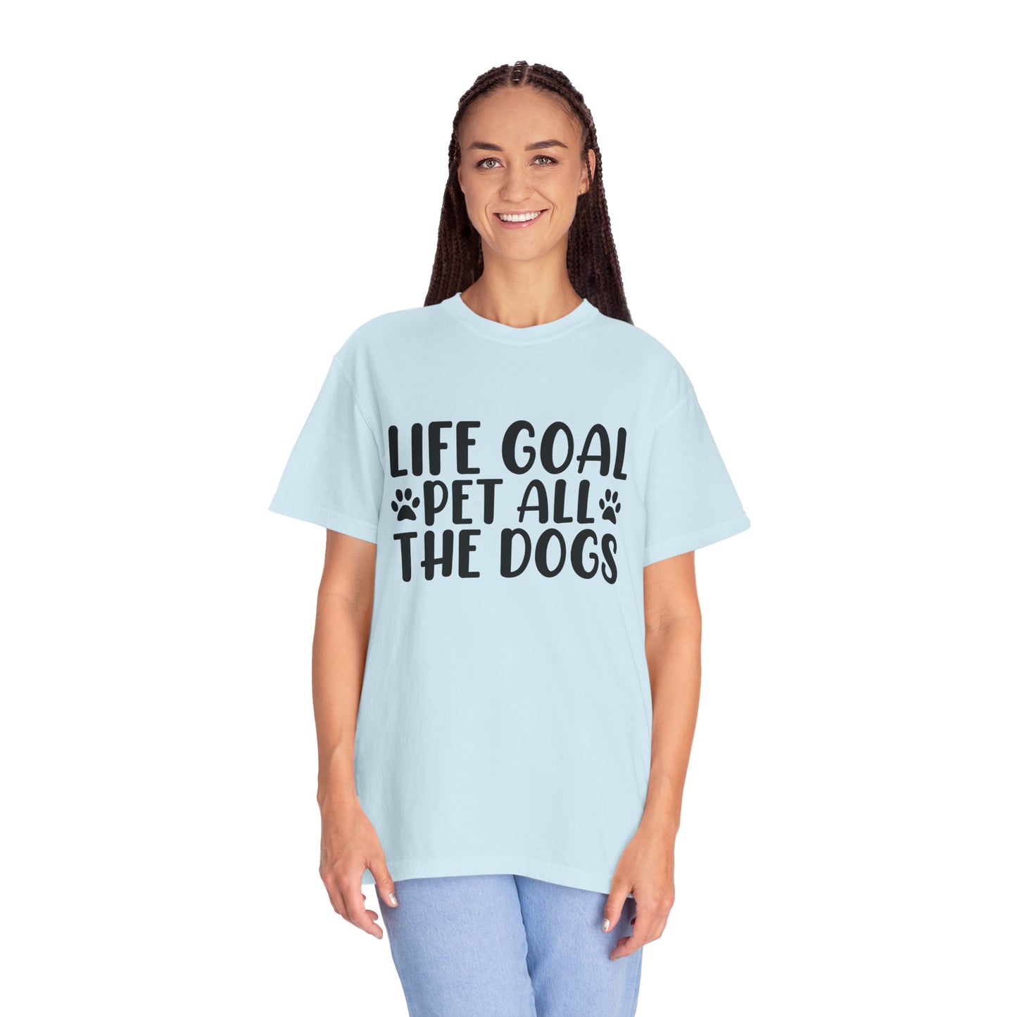 Dog Lover T-Shirt – “Life Goal: Pet All the Dogs” Graphic Tee
