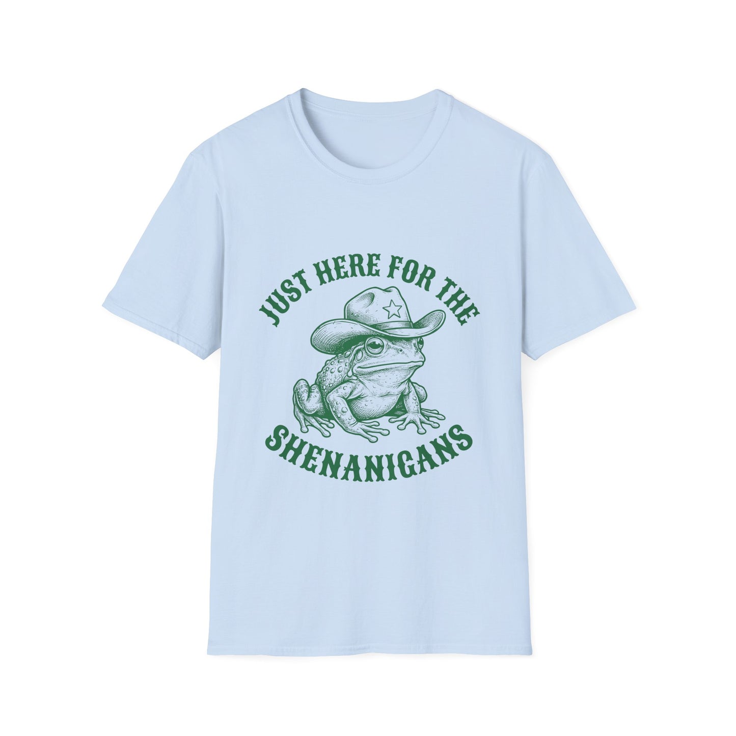 T‑Shirt — "Just Here for the Shenanigans" Frog Cowboy Graphic Tee