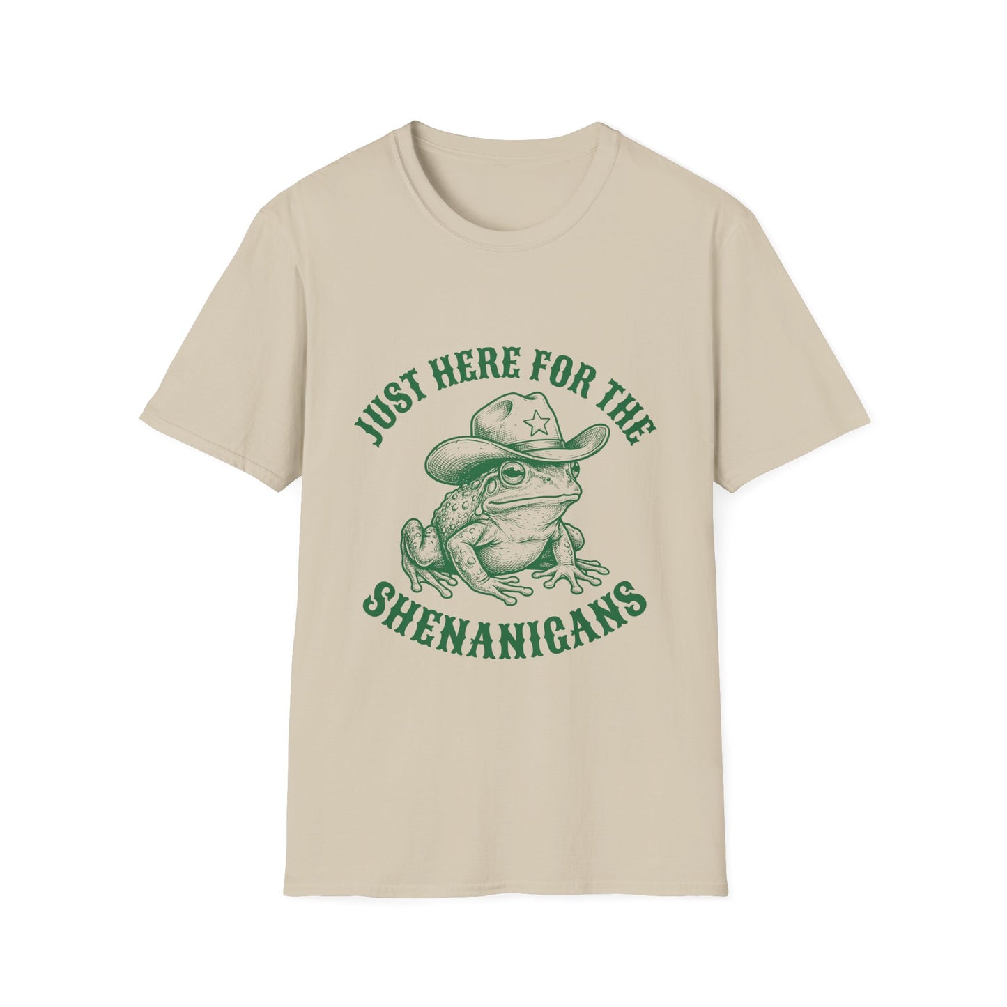 T‑Shirt — "Just Here for the Shenanigans" Frog Cowboy Graphic Tee