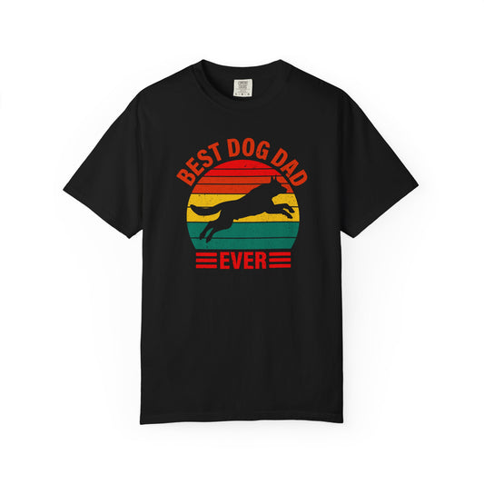 Dog Dad T-Shirt — "Best Dog Dad Ever" Retro Sunset Tee