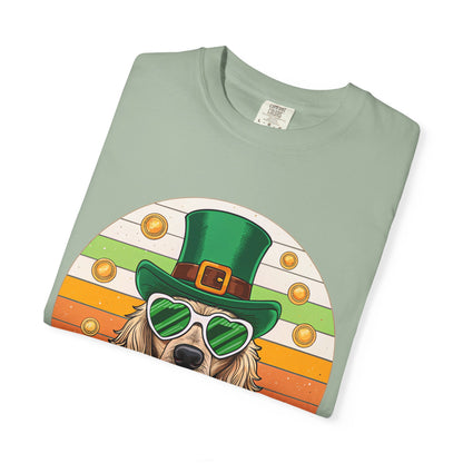 St. Patrick's Golden Retriever T-Shirt — Lucky Dog Shamrock Tee