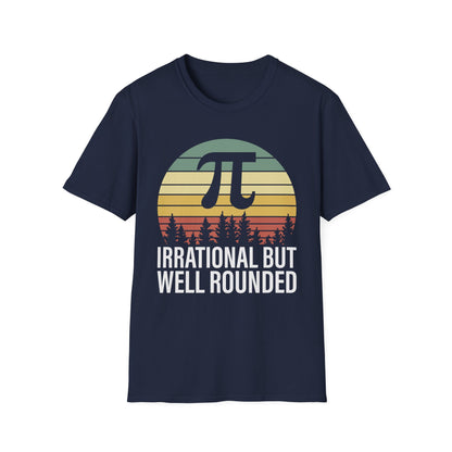 Irrational But Well Rounded Pi Graphic T-Shirt | Retro Sunset Math Tee