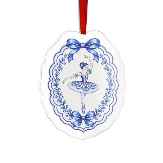 Acrylic Christmas Ornament | Blue Ballerina Holiday Ornament