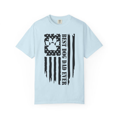 Dog Dad T-Shirt — "Best Dog Dad Ever" American Flag Paw Tee