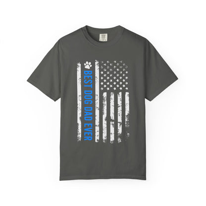 Best Dog Dad Ever T-Shirt — American Flag Paw Graphic