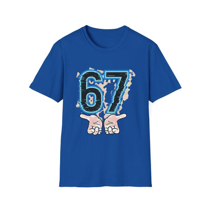 Blue Neon 6 7 Meme T-Shirt – Streetwear Graphic Tee
