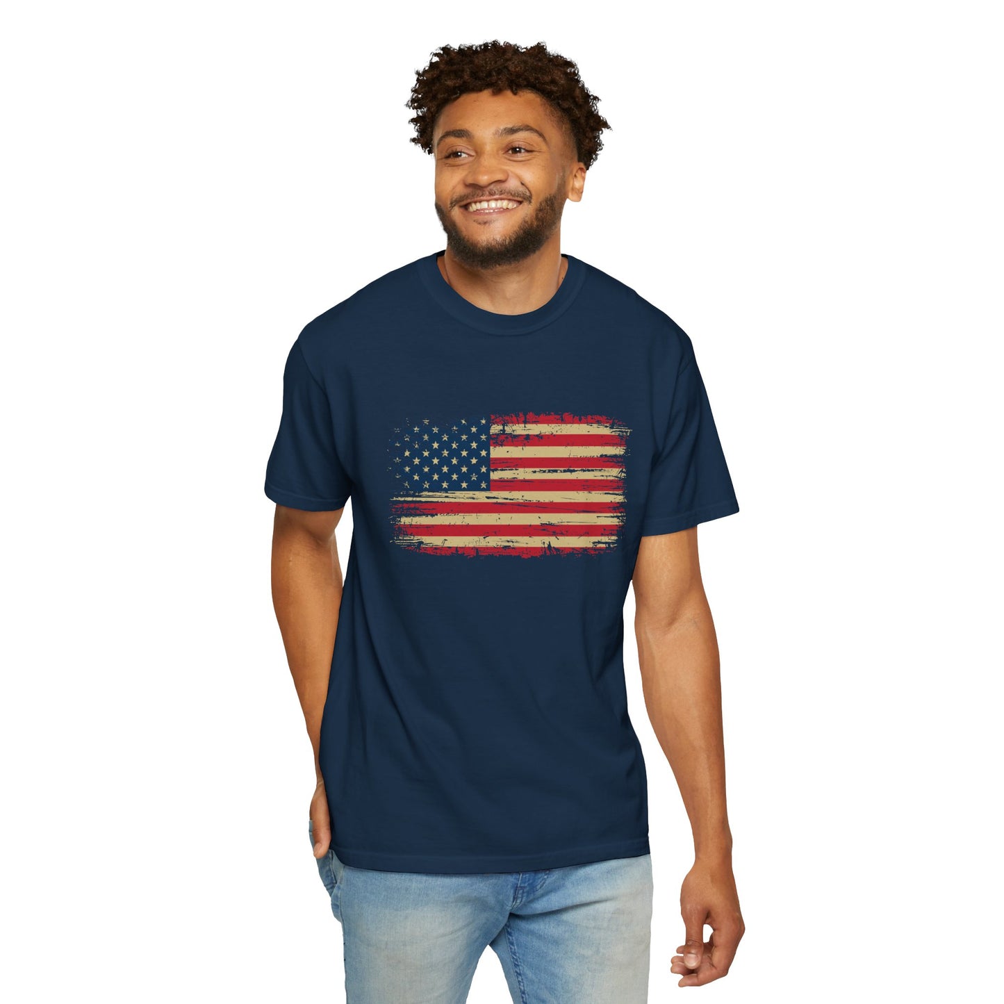 Distressed American Flag T‑Shirt — Vintage USA Patriotic Tee