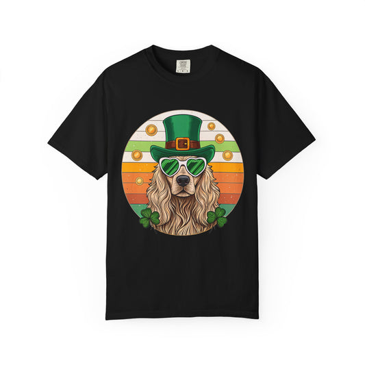 St. Patrick's Golden Retriever T-Shirt — Lucky Dog Shamrock Tee