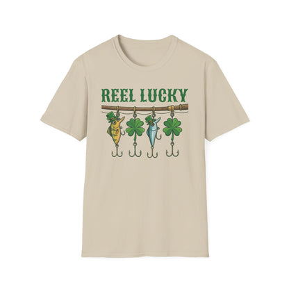 Reel Lucky Fishing Unisex T-Shirt — St. Patrick’s Day Shamrock Angler Tee