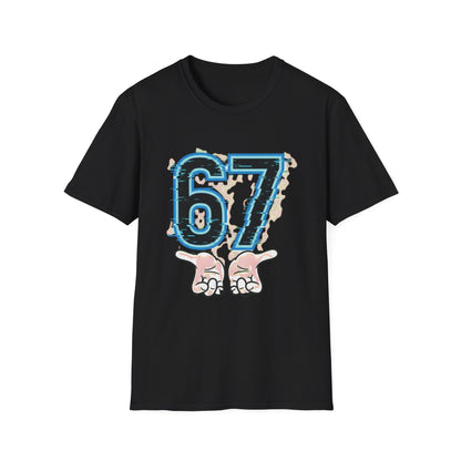 Blue Neon 6 7 Meme T-Shirt – Streetwear Graphic Tee