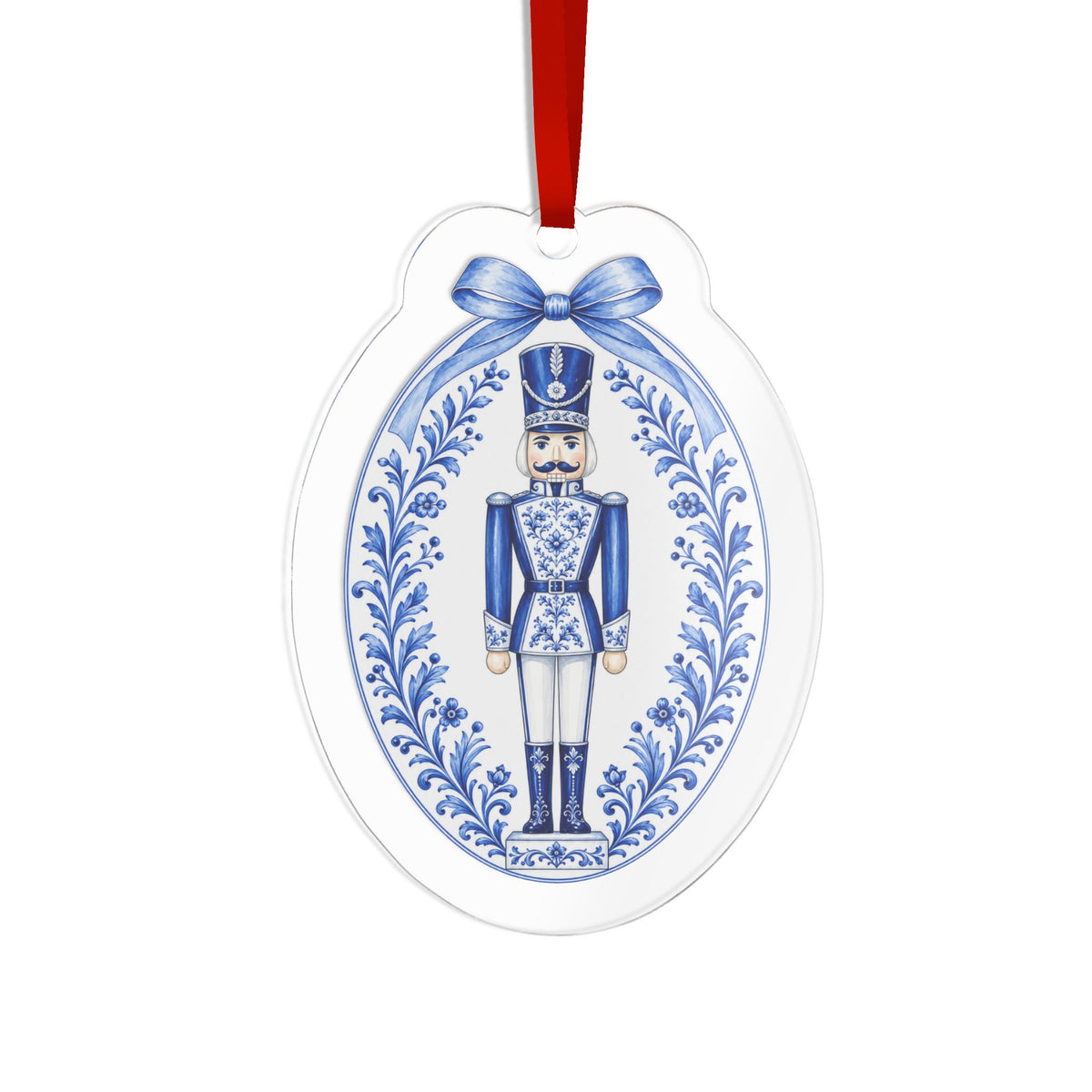 Christmas Nutcracker Ornament | Blue and White Acrylic Holiday Decor