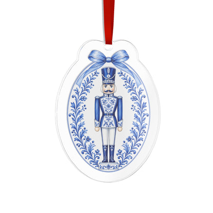 Christmas Nutcracker Ornament | Blue and White Acrylic Holiday Decor