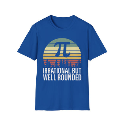 Irrational But Well Rounded Pi Graphic T-Shirt | Retro Sunset Math Tee