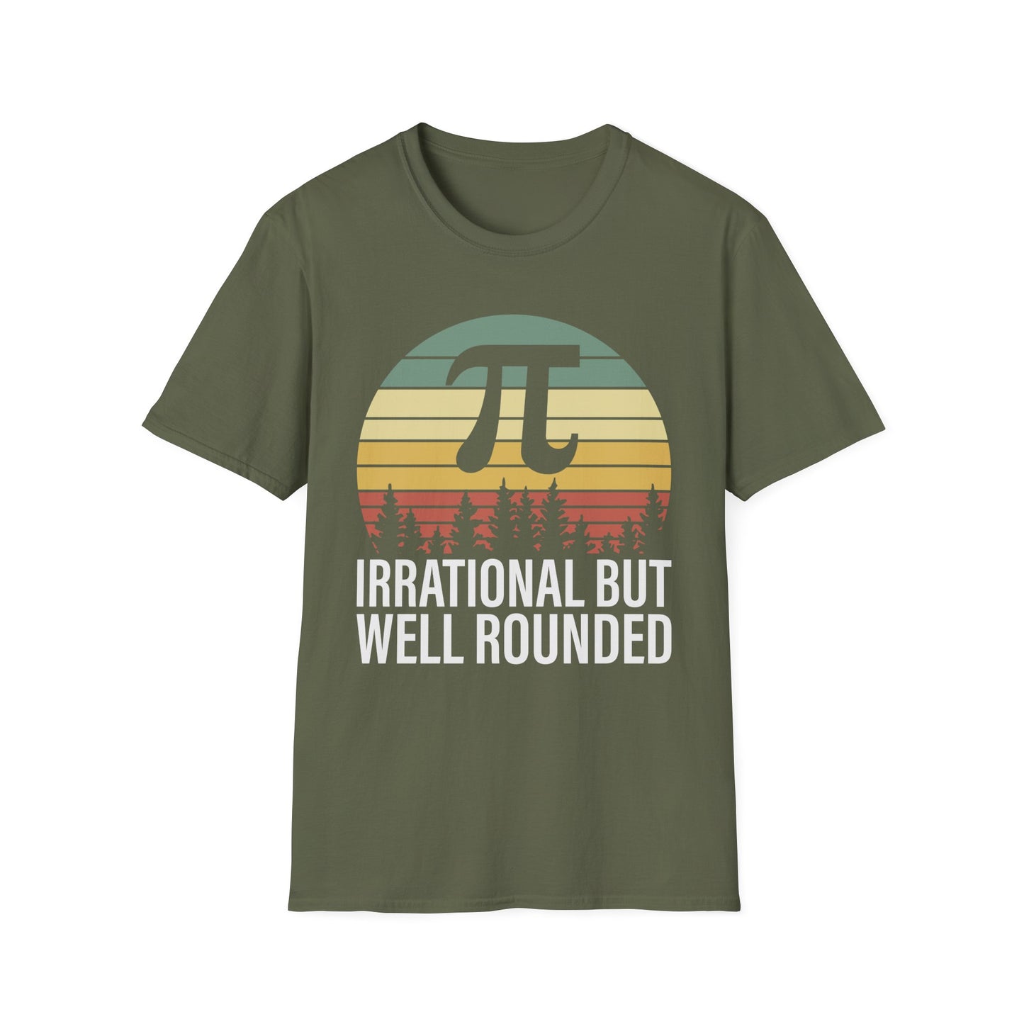 Irrational But Well Rounded Pi Graphic T-Shirt | Retro Sunset Math Tee
