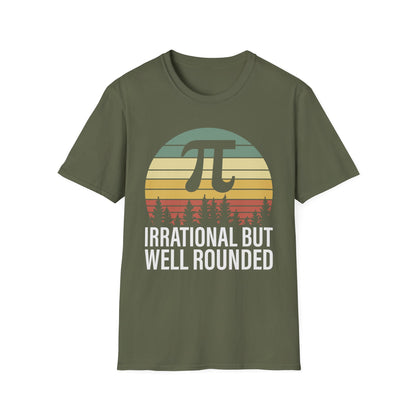 Irrational But Well Rounded Pi Graphic T-Shirt | Retro Sunset Math Tee
