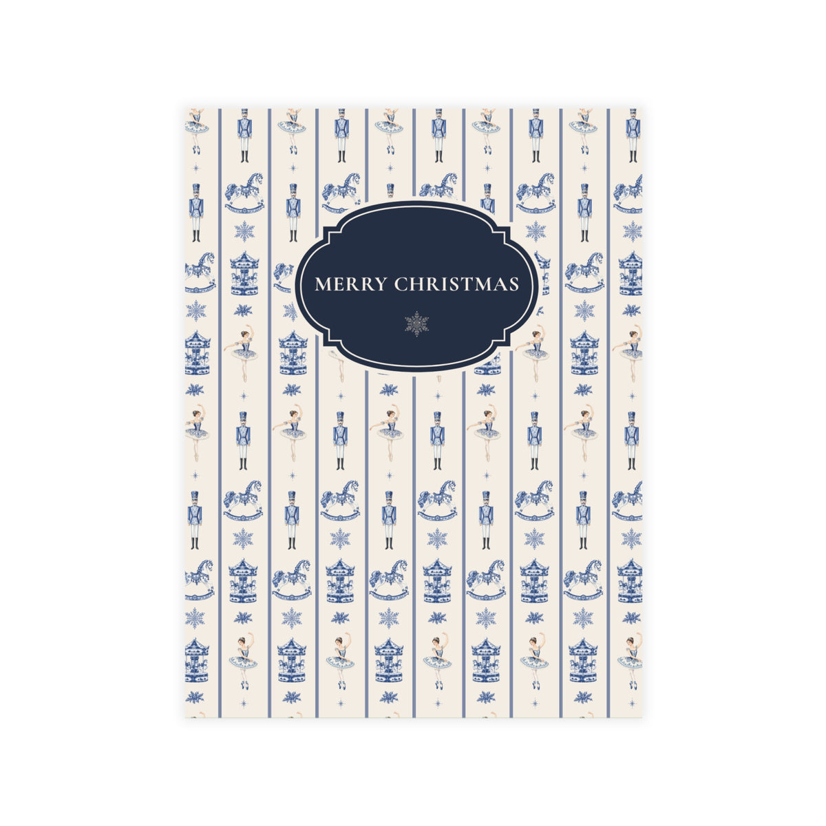 Blue and Ivory Christmas Postcards | Nutcracker & Ballerina Holiday Card Set