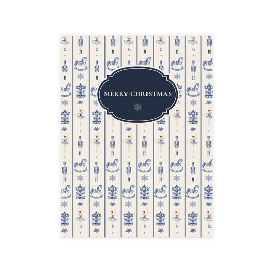Blue and Ivory Christmas Postcards | Nutcracker & Ballerina Holiday Card Set