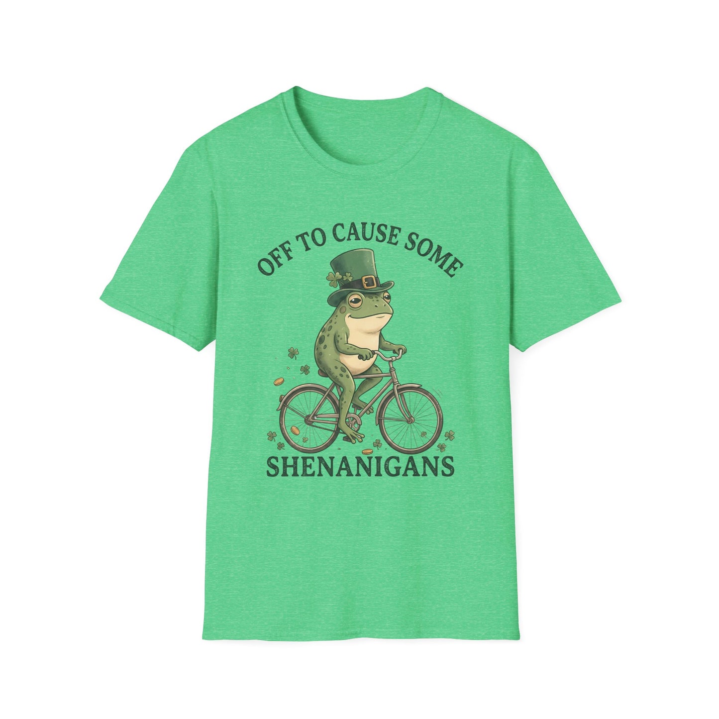 Shenanigans Frog Bike T-Shirt — "Off to Cause Some Shenanigans" St. Patrick’s Day Tee