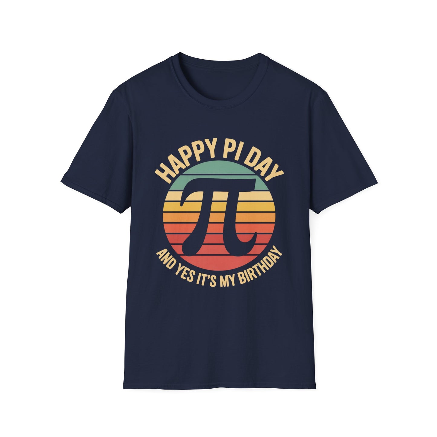 Happy Pi Day pi symbol birthday T-Shirt | Retro sunset math tee
