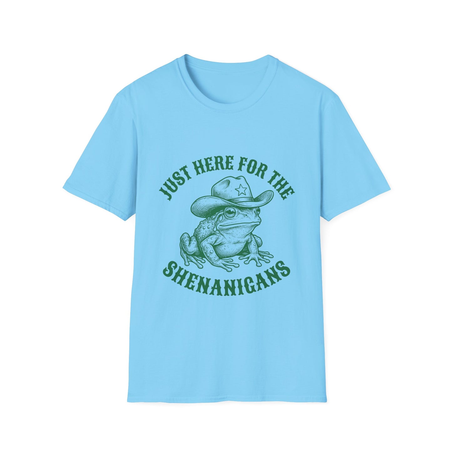 T‑Shirt — "Just Here for the Shenanigans" Frog Cowboy Graphic Tee