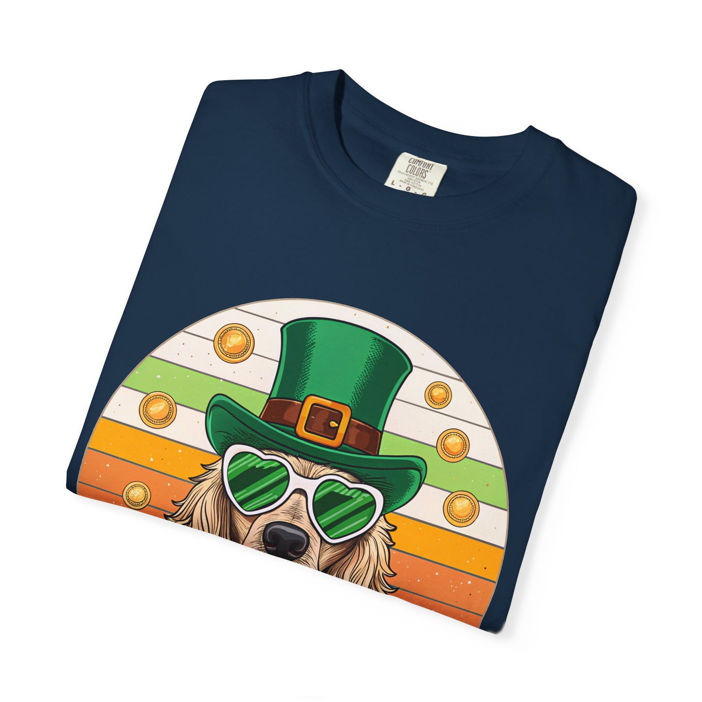 St. Patrick's Golden Retriever T-Shirt — Lucky Dog Shamrock Tee