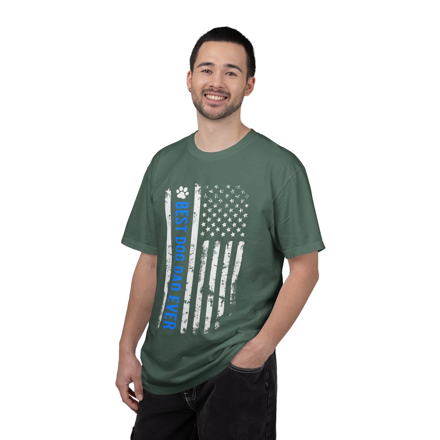 Best Dog Dad Ever T-Shirt — American Flag Paw Graphic