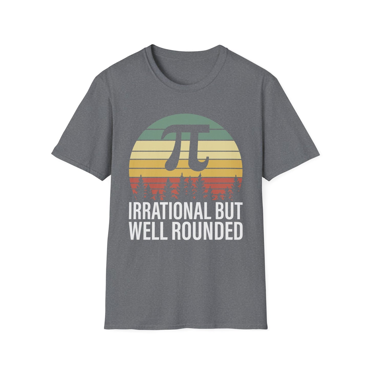 Irrational But Well Rounded Pi Graphic T-Shirt | Retro Sunset Math Tee