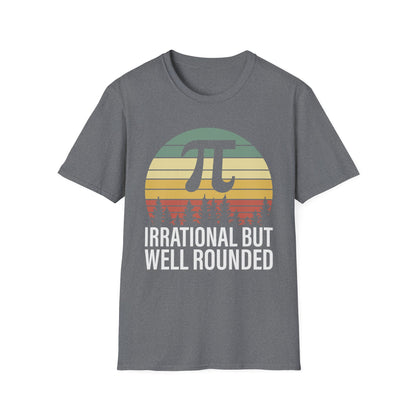 Irrational But Well Rounded Pi Graphic T-Shirt | Retro Sunset Math Tee