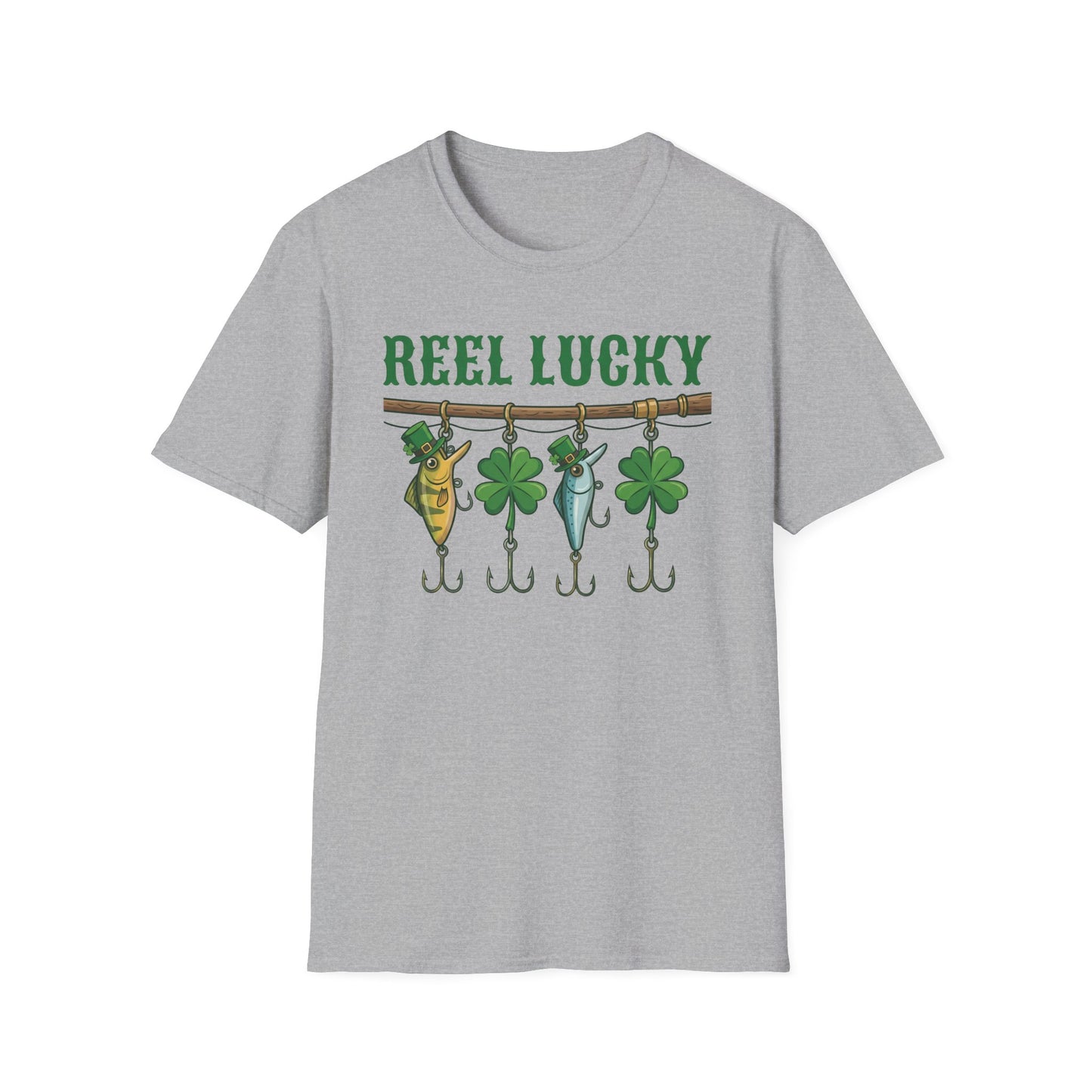 Reel Lucky Fishing Unisex T-Shirt — St. Patrick’s Day Shamrock Angler Tee