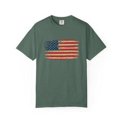 Distressed American Flag T‑Shirt — Vintage USA Patriotic Tee