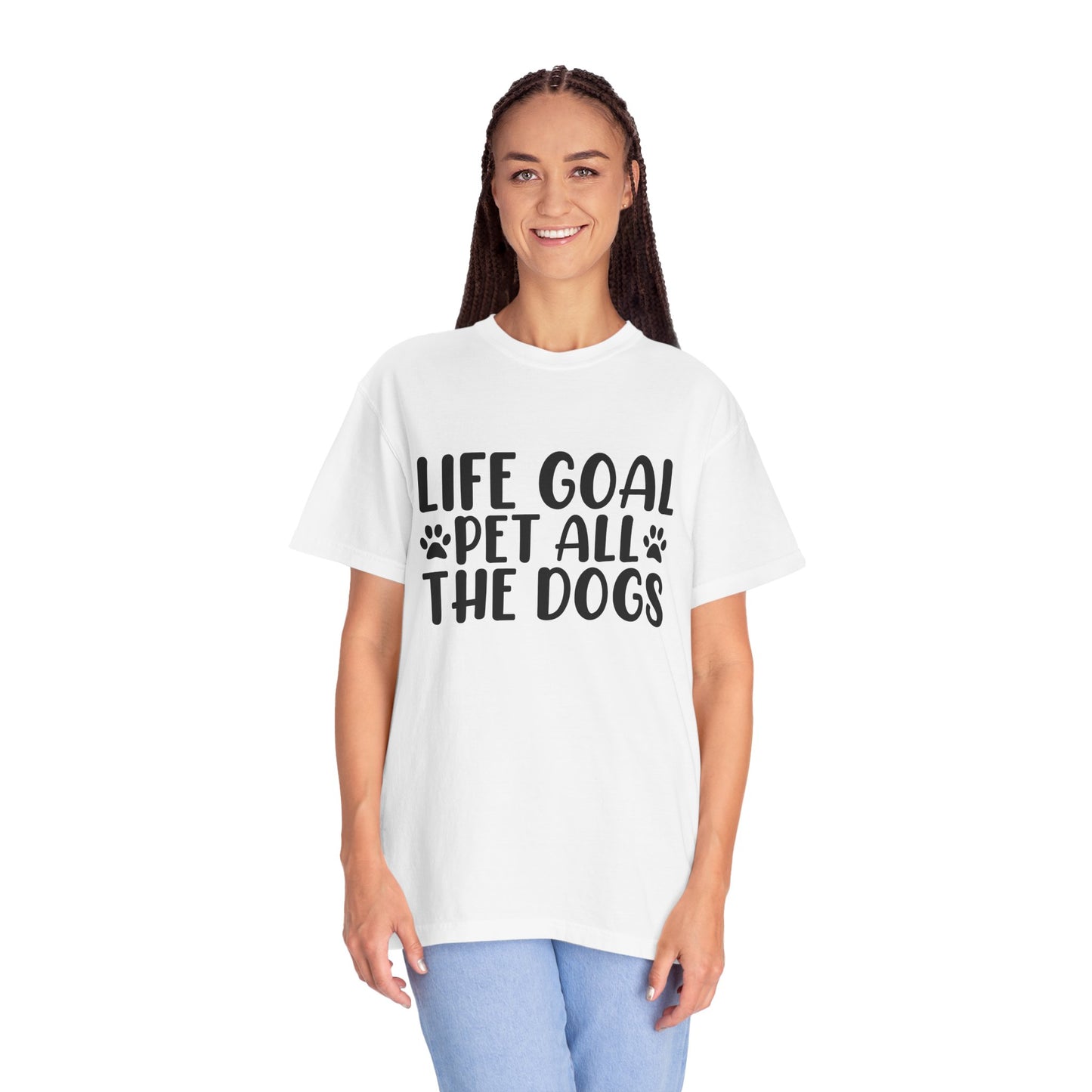 Dog Lover T-Shirt – “Life Goal: Pet All the Dogs” Graphic Tee