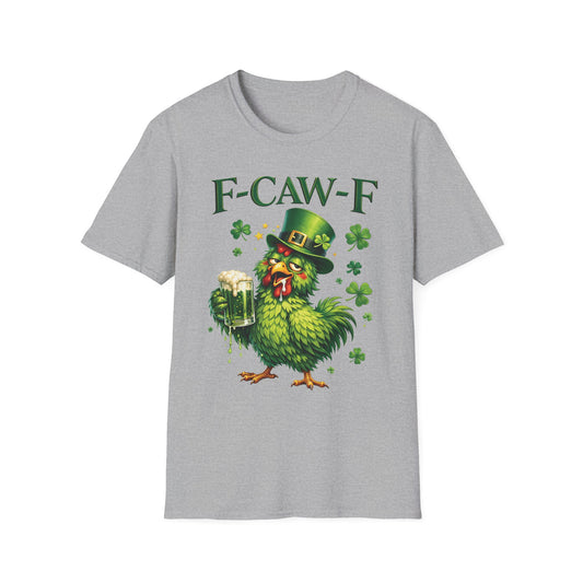 St. Patrick's Day Rooster T-Shirt — "F-CAW-F" Funny Irish Beer Tee