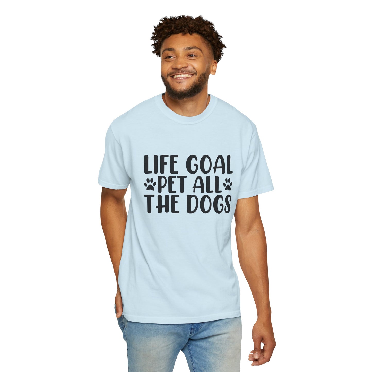 Dog Lover T-Shirt – “Life Goal: Pet All the Dogs” Graphic Tee