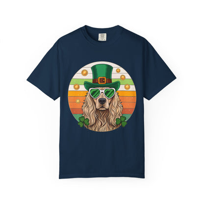 St. Patrick's Golden Retriever T-Shirt — Lucky Dog Shamrock Tee